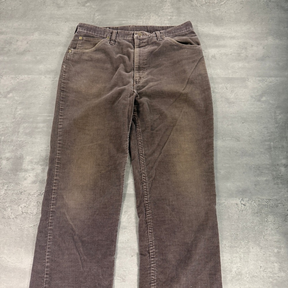 Vintage 90s Wrangler Corduroy Pants Mens 34x29 Brown Regular Fit Faded‎ Work Alt